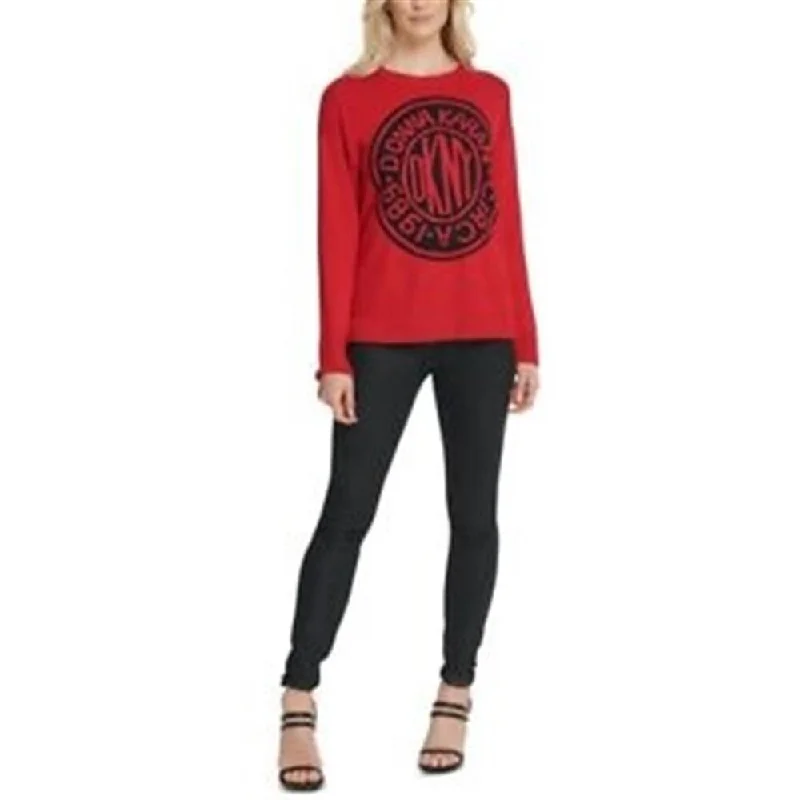 DKNY Women's Graphic Logo Sweatshirt Red Size Large