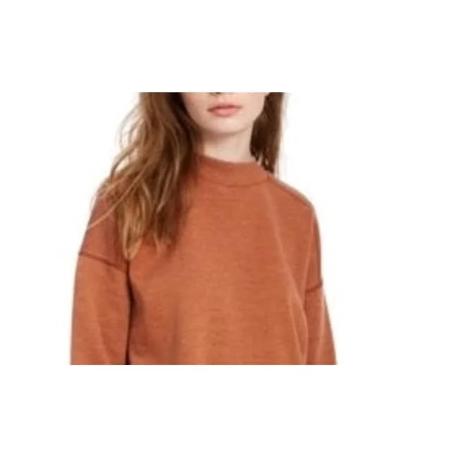 Hippie Rose Juniors' Mock-Neck Sweatshirt Caramel Size X-Small