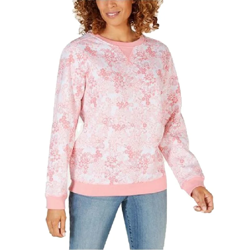 Karen Scott Women's Floral-Print Sweatshirt Coral Topaz Size 2 Extra Large - XX-Large