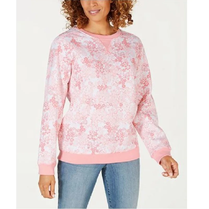 Karen Scott Women's Floral-Print Sweatshirt Coral Topaz Size Extra Large - X-Large