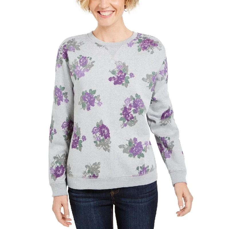 Karen Scott Women's Floral-Print Sweatshirt Gray Size Extra Large