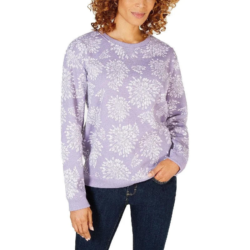 Karen Scott Women's Floral-Print Sweatshirt Lilac Size Large