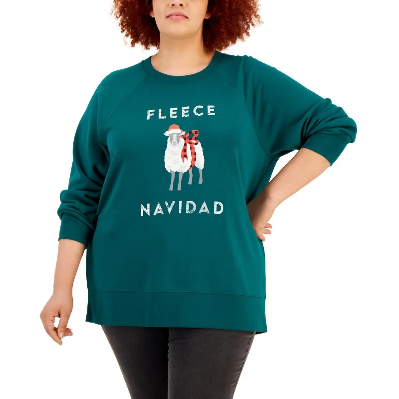 Plus Womens Cotton Blend Holiday Sweatshirt