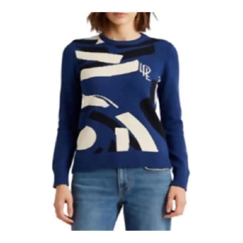 Ralph Lauren Women's Ribbed Embroidered Logo Sweatshirt Blue Size X-Large