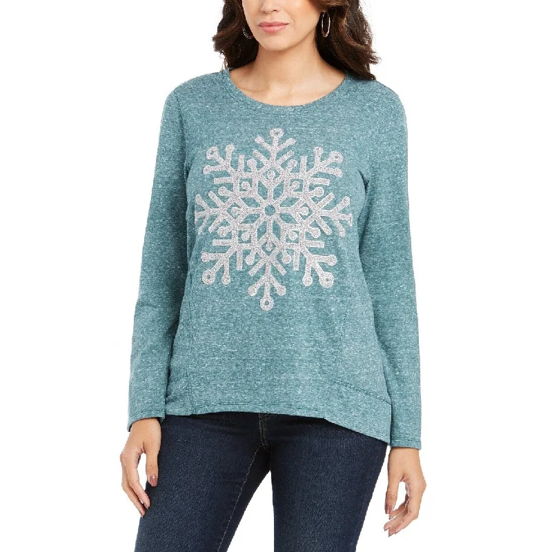 Style & Co Snowflake Graphic Sweatshirt Green Size XX-Large