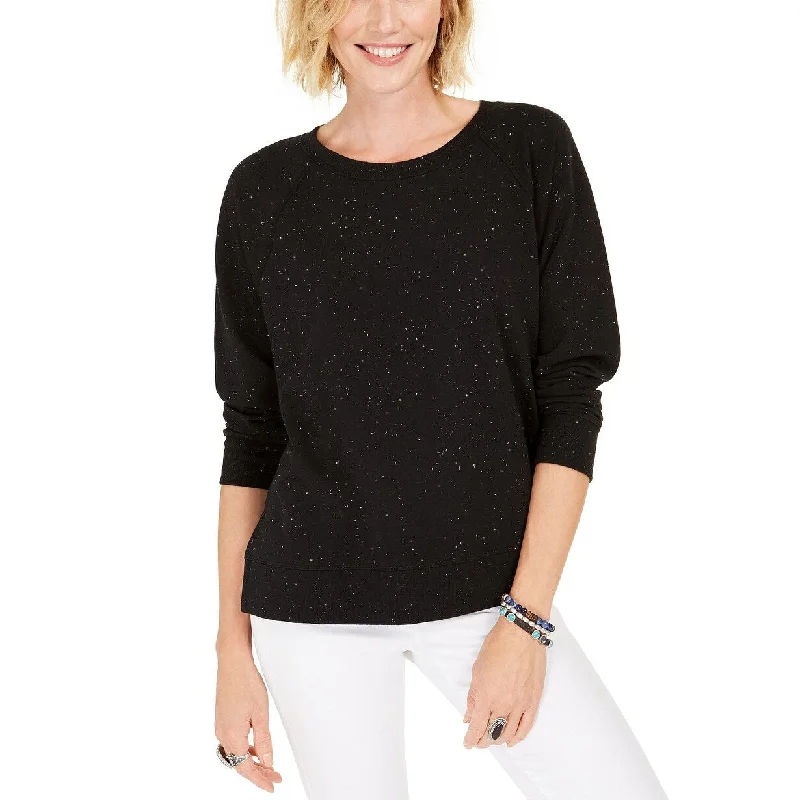 Style & Co Women's Speckled Sweatshirt Black Size Large