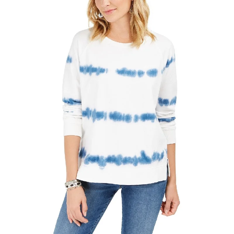 Style & Co Women's Tie-Dyed Sweatshirt Blue White Dye Size Medium