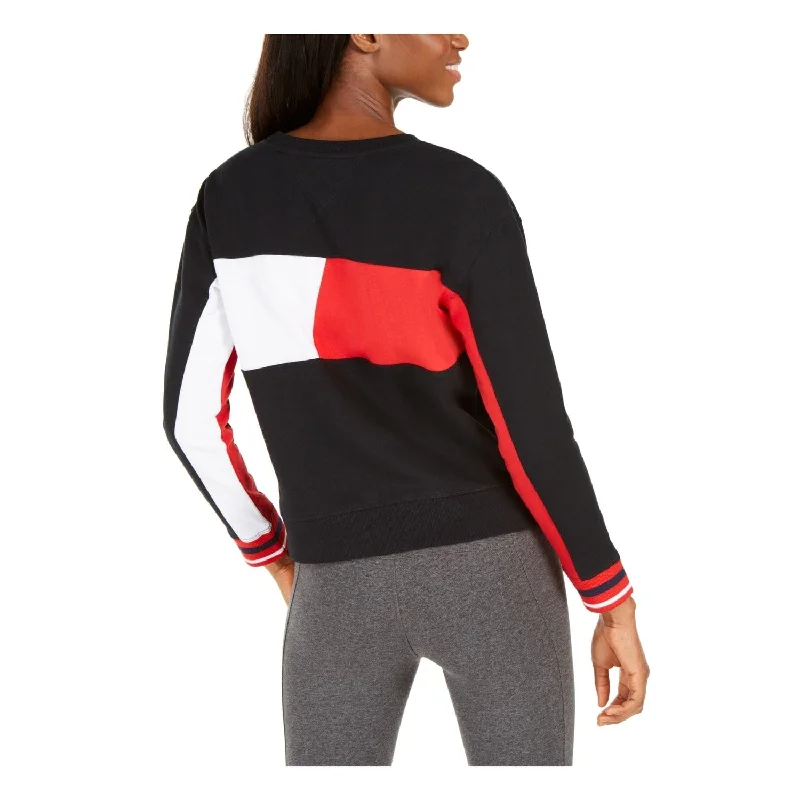 Tommy Hilfiger Women's Colorblocked French Terry Sweatshirt Black Size Small