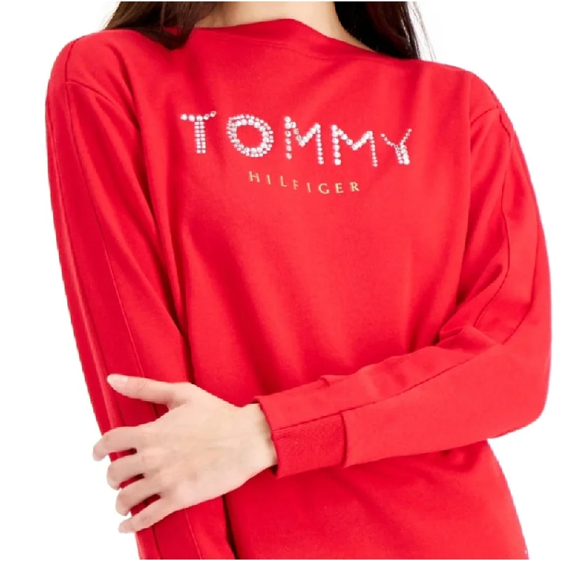 Tommy Hilfiger Women's Comfy Cozy Sweatshirt Red Size Small