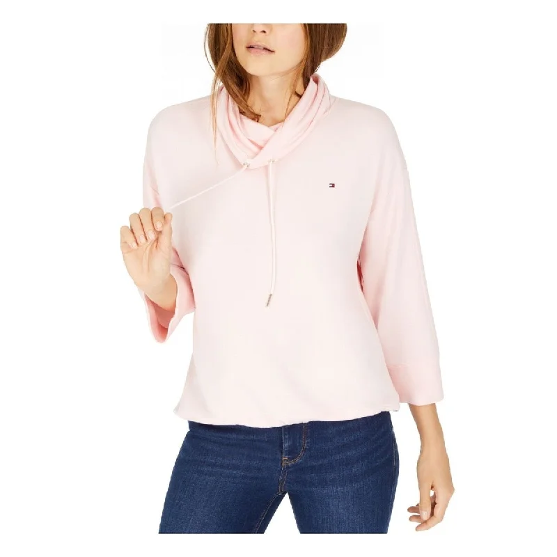 Tommy Hilfiger Women's Drawstring Cowl-Neck Sweatshirt Pink Size Large