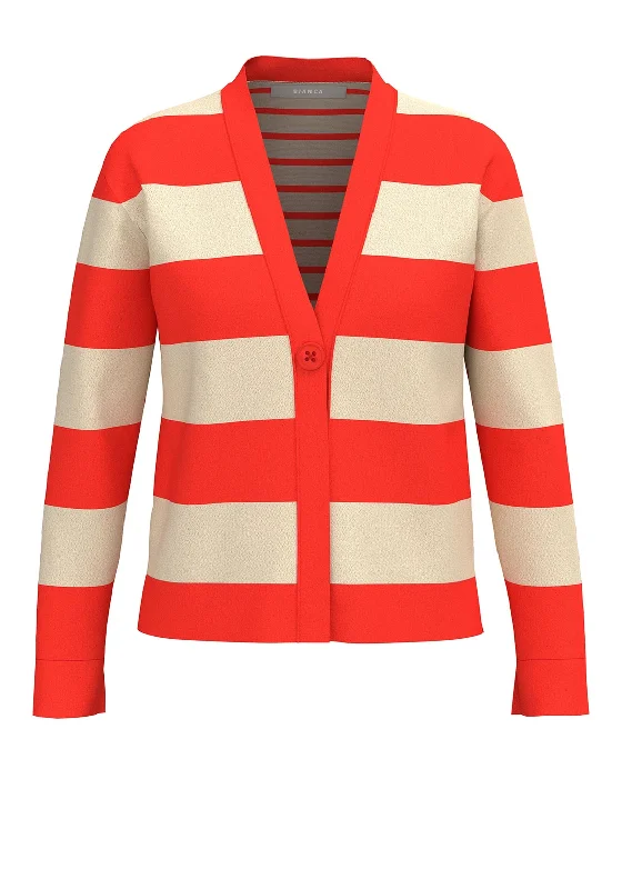 Bianca Vadis Striped Fine Knit Cardigan, Orange & Beige