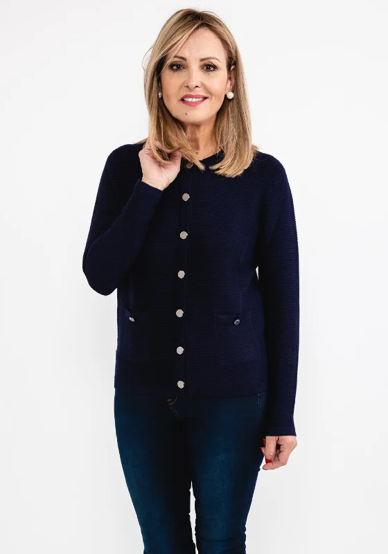 Castle of Ireland Ribbed Knit Cardigan, Navy