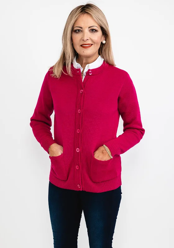 Castle of Ireland Buttoned Cardigan, Raspberry