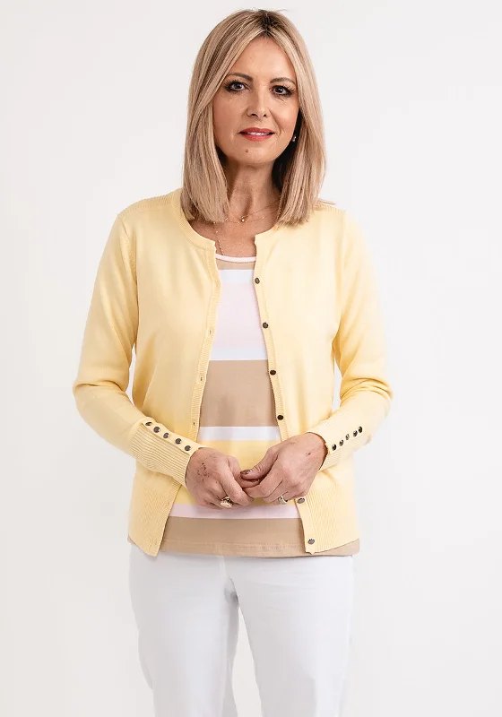 Micha Fine Knit Short Cardigan, Lemon