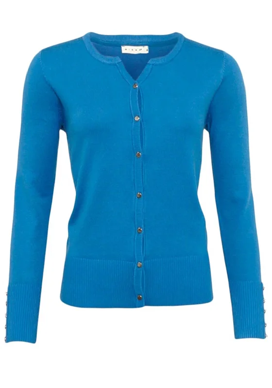 Micha Round Neck Fine Cardigan, Sky Blue