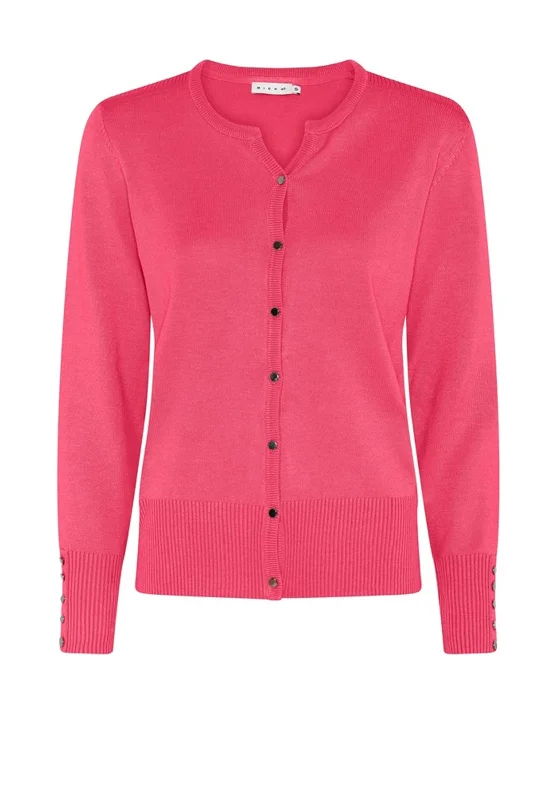 Micha Round Neck Fine Cardigan, Pink