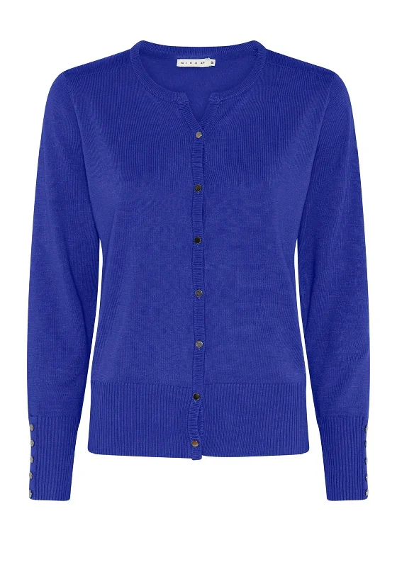 Micha Round Neck Fine Cardigan, Royal Blue