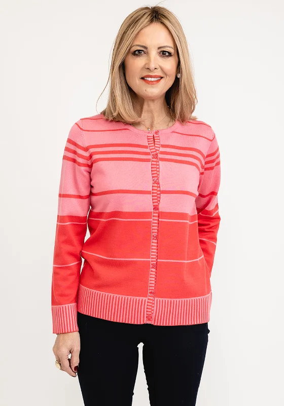 Micha Multi Stripe Pattern Cardigan, Pink Multi