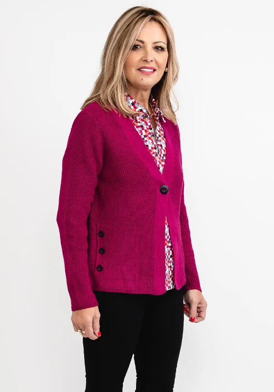 Rabe V Neck Knitted Short Cardigan, Fuchsia