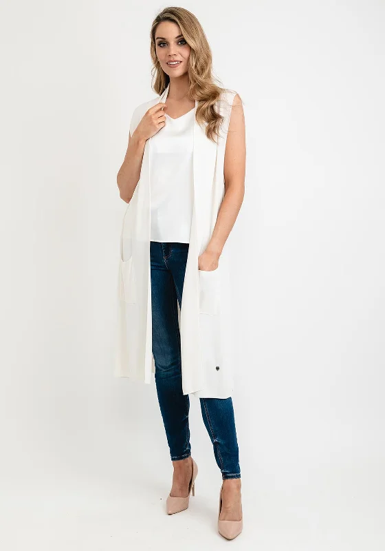 Seventy1 One Size Long Sleeveless Cardigan, Cream