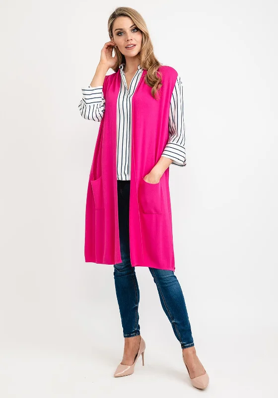 Seventy1 One Size Long Sleeveless Cardigan, Pink