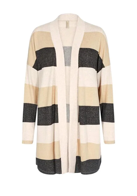 Soyaconcept Biara Stripe Cardigan, Beige Multi