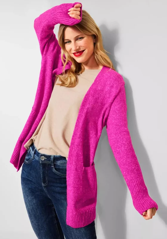 Street One Long Open Knit Cardigan, Lavish Pink