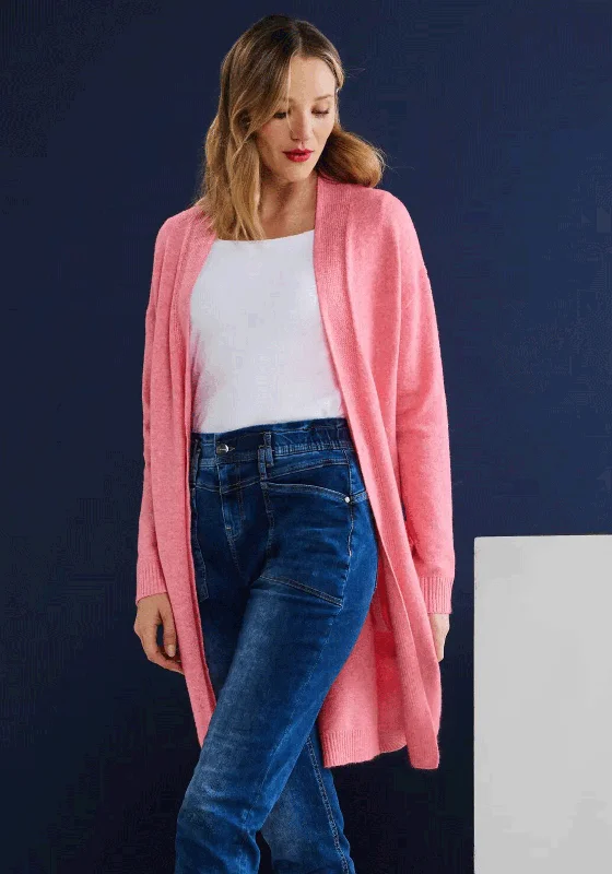 Street One Open Long Knit Cardigan, Bright Winter Rose