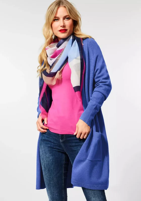 Street One Long Open Knit Cardigan, Dazzling Blue