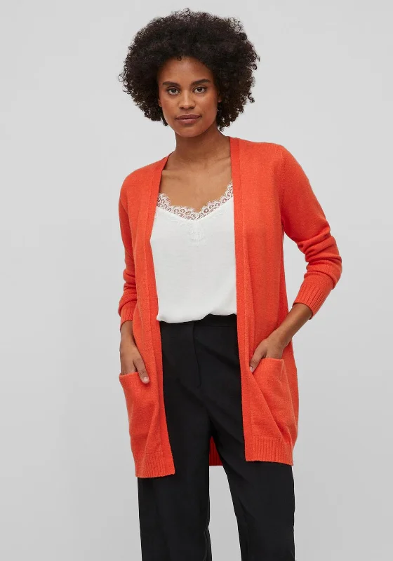 Vila Soft Knit Open Cardigan, Tigerlily