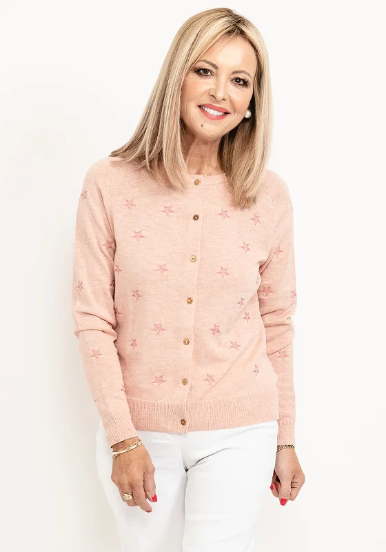 White Stuff Lulu Star Fine Knit Cardigan, Light Pink