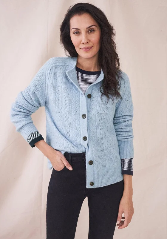 White Stuff Scarlett Knit Short Cardigan, Light Blue