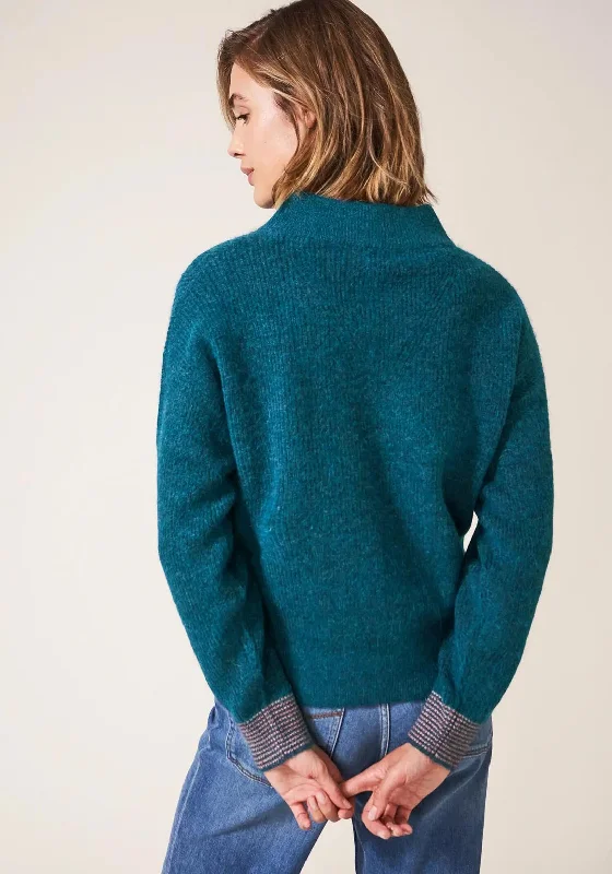 White Stuff Weekend Knitted Bomber Cardigan, Dark Teal