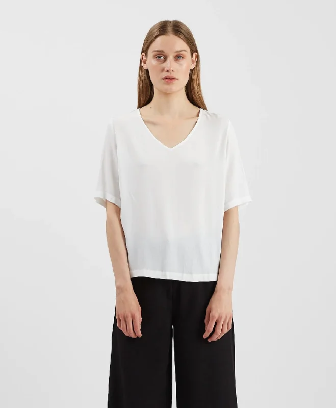 Elvire V Neck  Blouse - Snow White