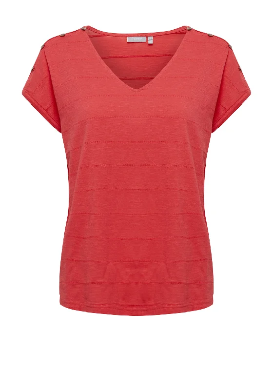 Fransa Jami V Neck Top, Coral