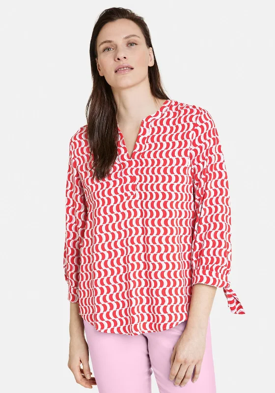 Gerry Weber Geo Print V Neck Blouse, Red Multi