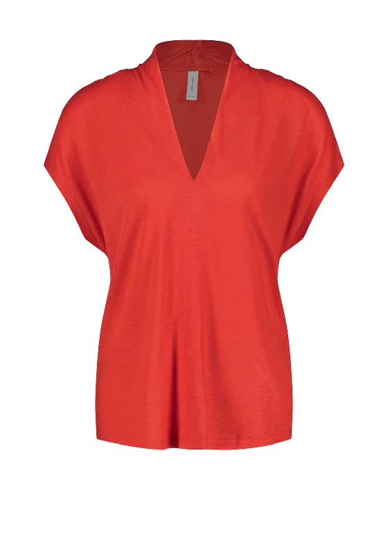 Gerry Weber Ruched V Neck Top, Red