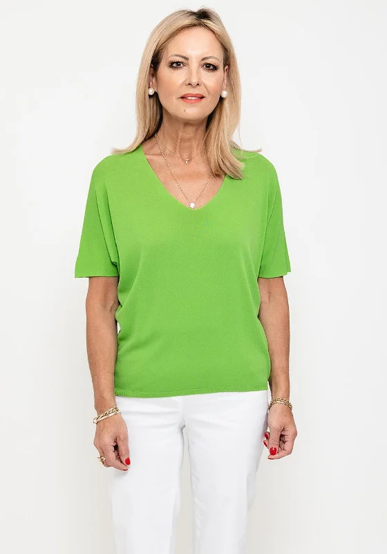 Seventy1 One Size V Neck Fine Knit Top, Green