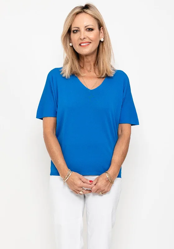 Seventy1 One Size V Neck Fine Knit Top, Royal Blue