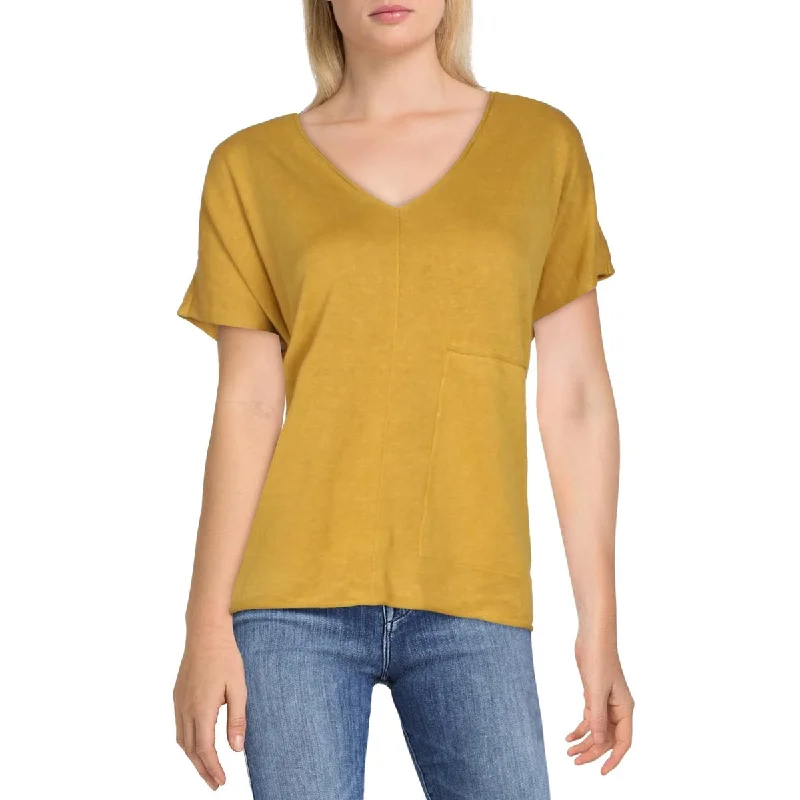 Womens V Neck Cap Sleeves Top