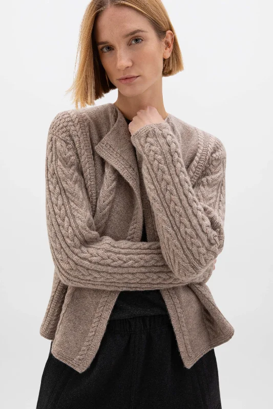 Aran Cable Cashmere Waterfall Cardigan