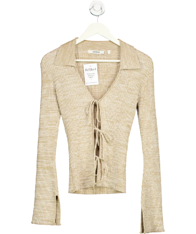 Oval Square Beige Tanner Knit Tie Cardigan UK S