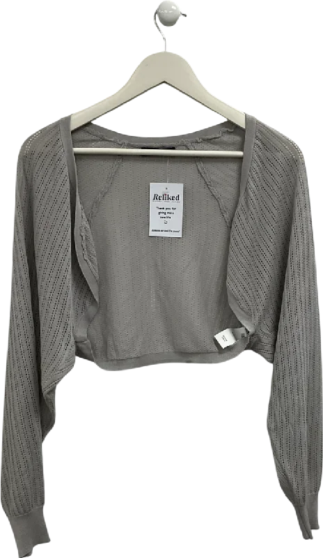 S Deer Grey Crochet Bolero Cardigan UK S