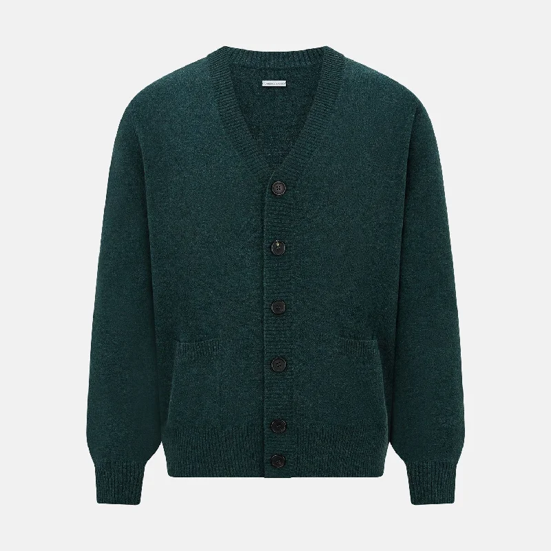 Green Melange Cashmere Cardigan