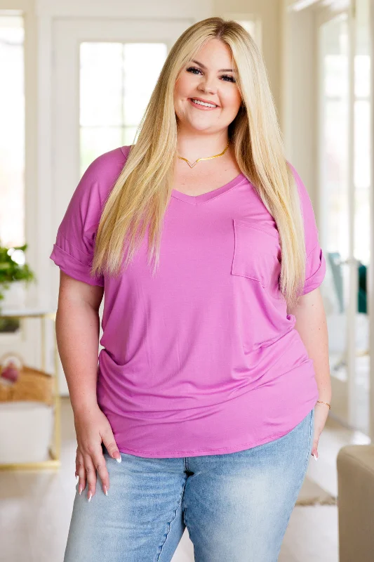 Hazel Blues® |  Absolute Favorite V-Neck Top in Orchid