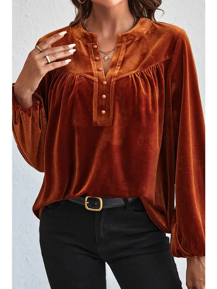 Velvet V Neck Top