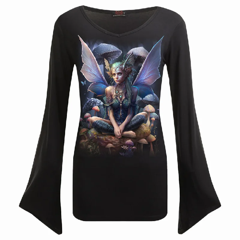 Magical - V Neck Goth Sleeve Top Black