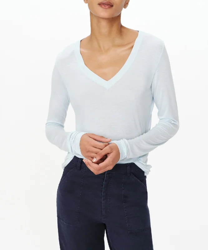 Modal Jersey V-Neck Top - Pastel Blue