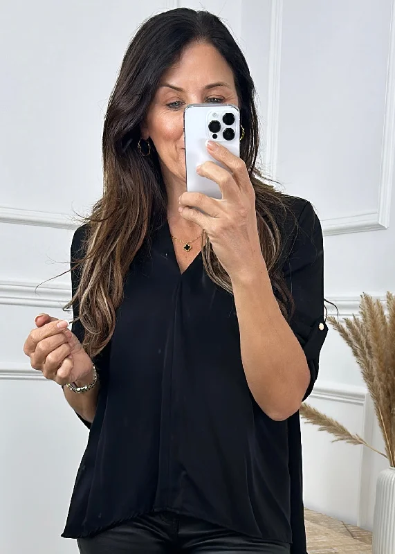 Roisin Black V Neck Blouse