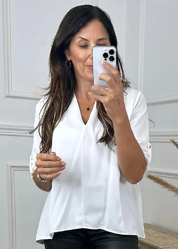 Roisin White V Neck Blouse